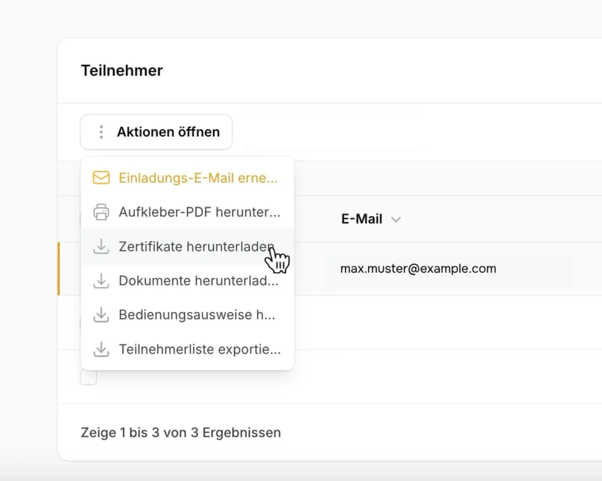 PDF Zertifikate für Sicherheitsunterweisungen
