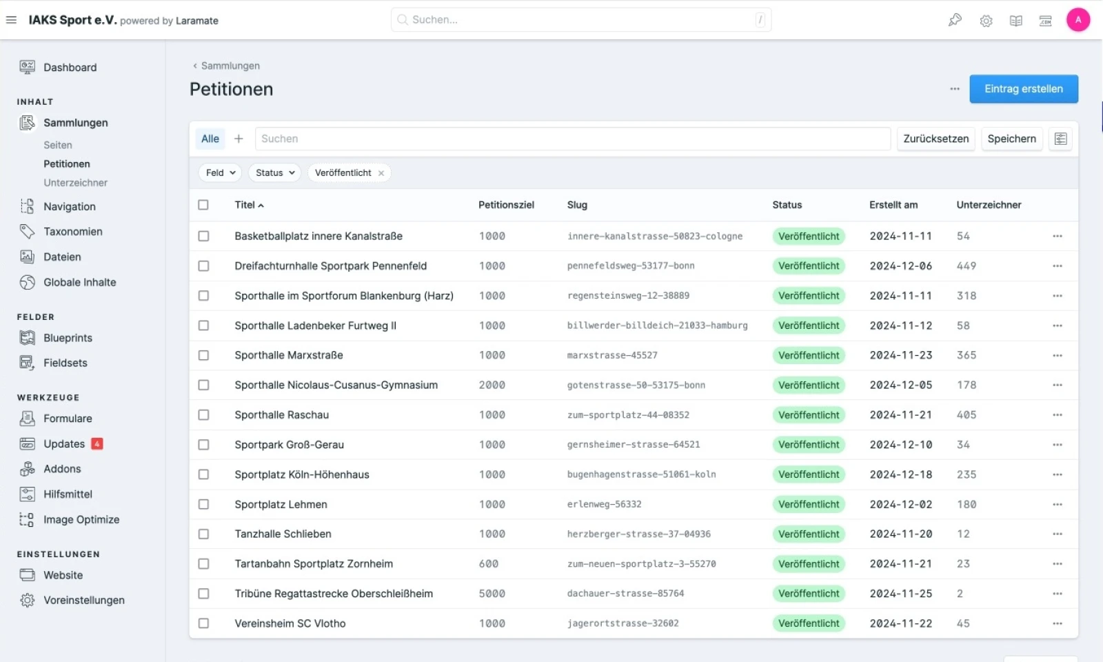 Petitionsplattform mit Statamic CMS