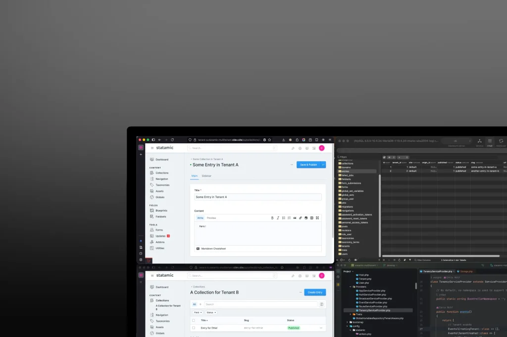 Multitenancy with Statamic CMS and Eloquent Database Driver.