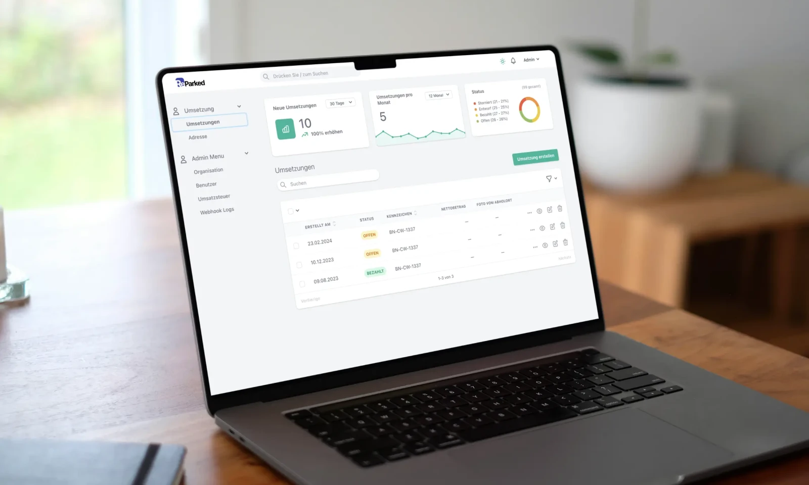 Vehicle relocation SaaS platform desktop application interface