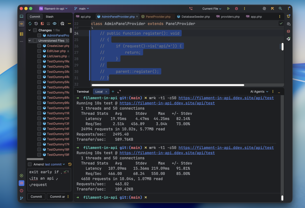 Exclude FilamentPHP from API requests.