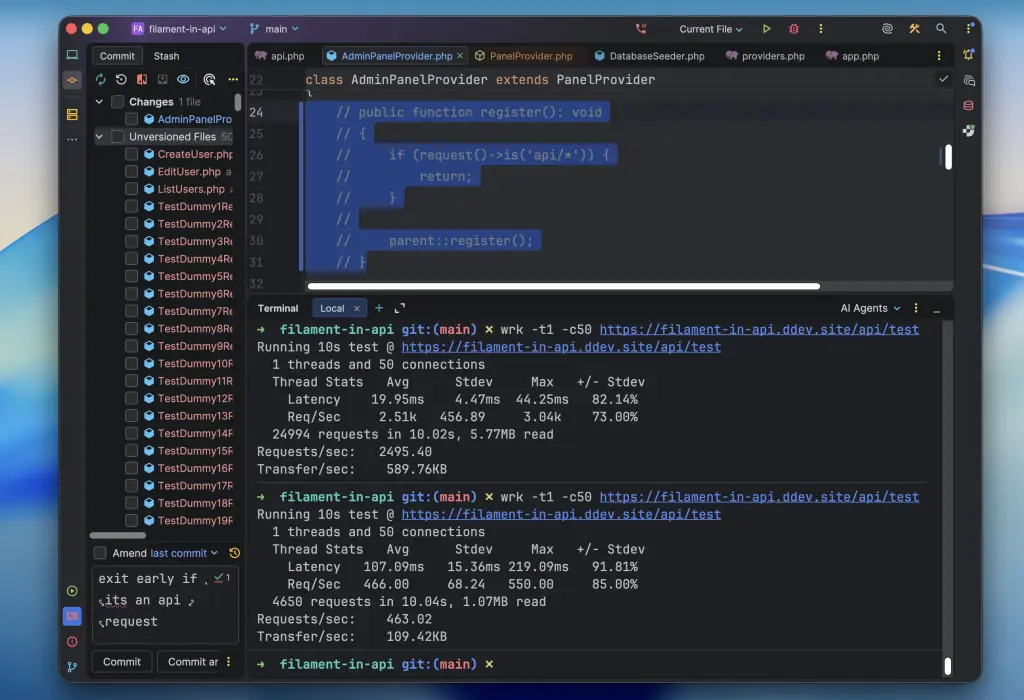 Exclude FilamentPHP from API requests.