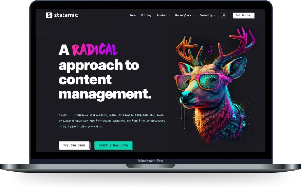 Statamic CMS logo and content management platform.