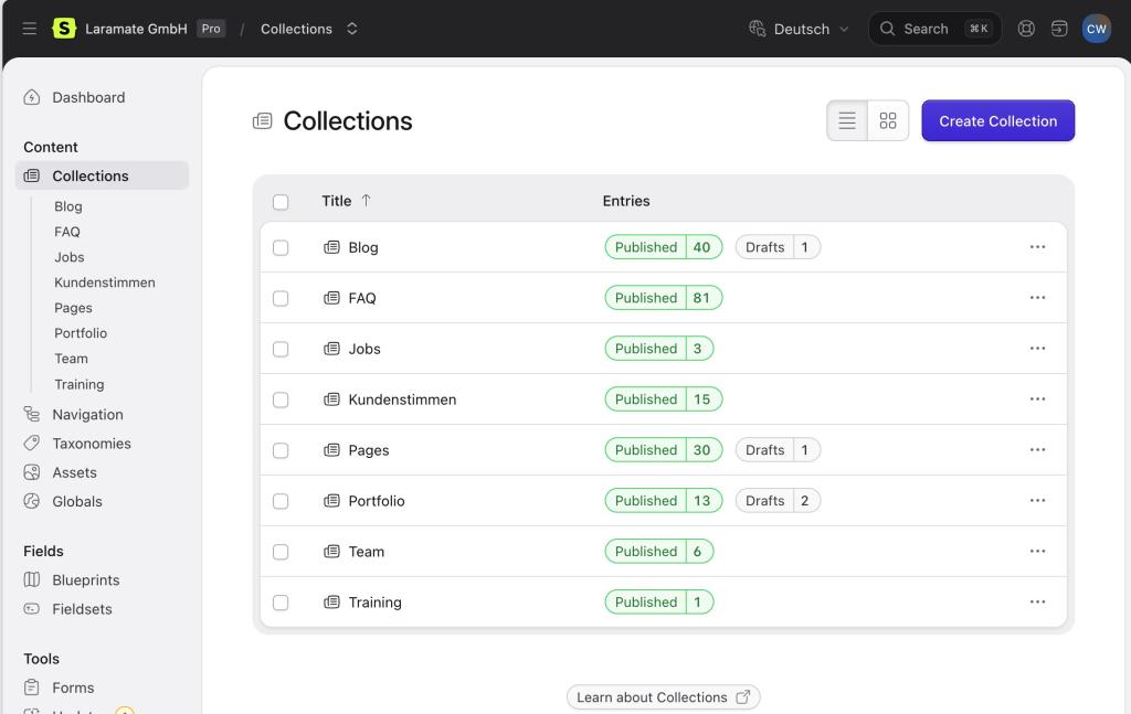 Statamic v6 Control Panel.