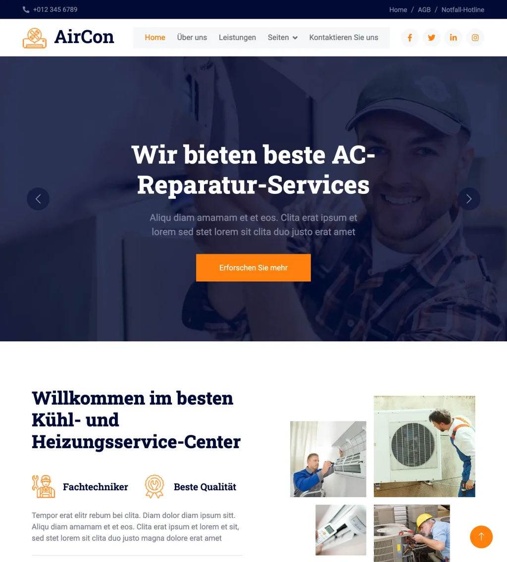 Website für Handwerker und Dachdecker.