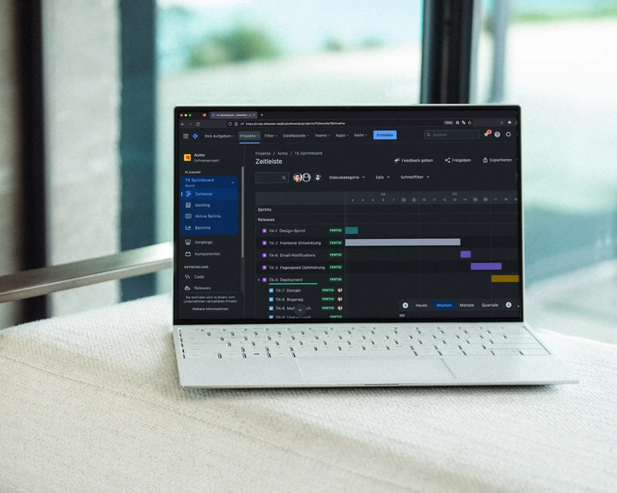 Webapp Planung in Jira (Gantt Chart)